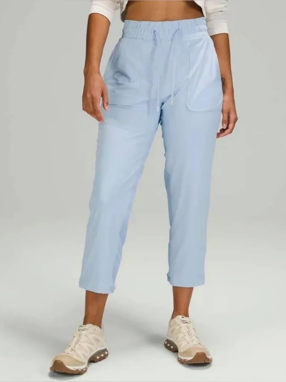Lululemon Blue Linen Beyond the Studio Crop
